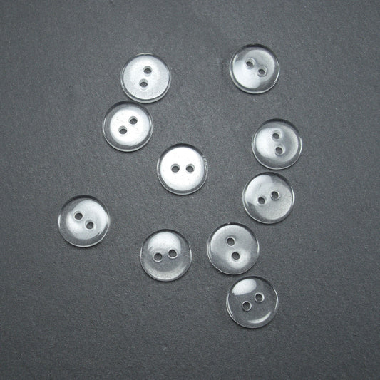 10 Knöpfe Resin, transparent, 10 mm, Glasknöpfe, 10146