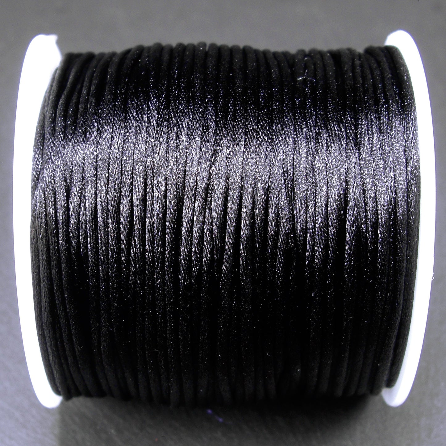 10 Meter Makramee Band 1 mm, Satin, Schwarz, 10778