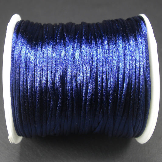 10 Meter Makramee Band 1 mm, Satin, Preussisch Blau, Mitternachtsblau, 10766