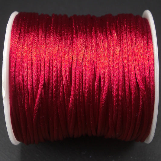 10 Meter Makramee Band 1 mm, Satin, Rot, 10775