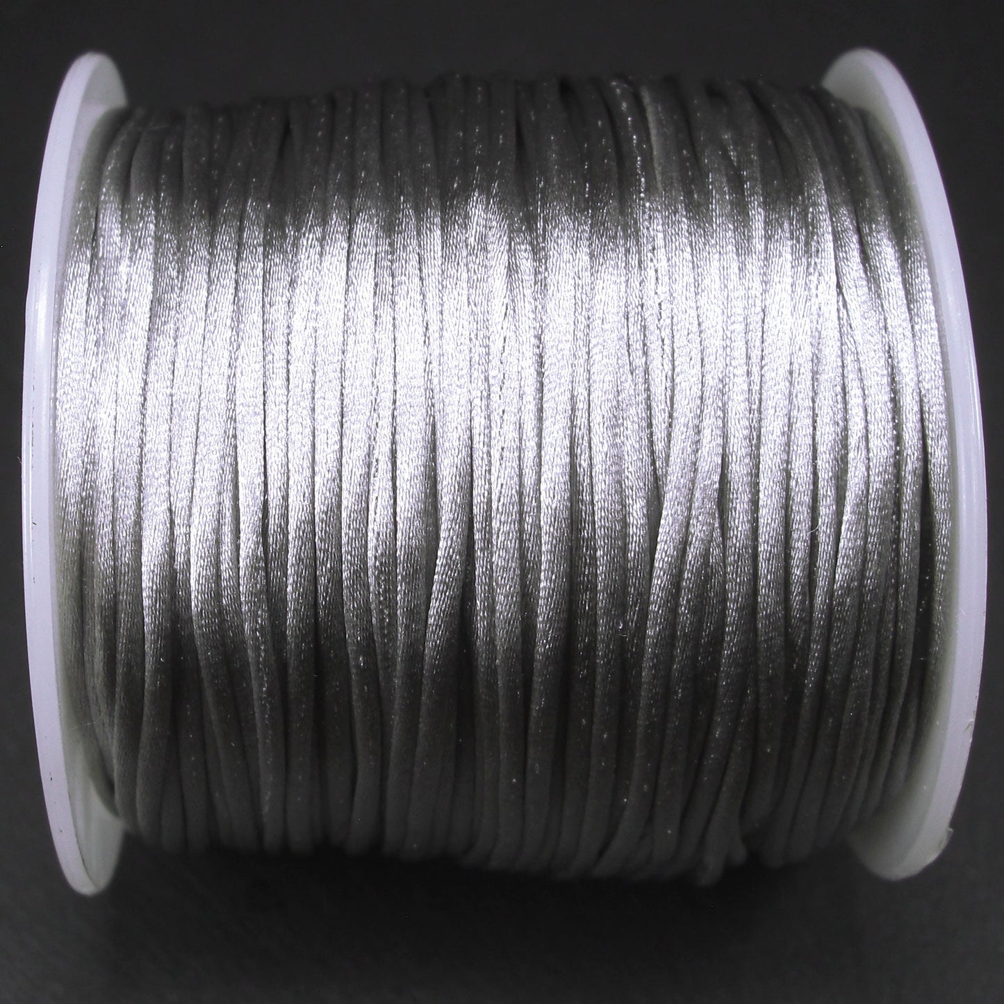 10 Meter Makramee Band 1 mm, Satin, Hellgrau, Silber, 10777