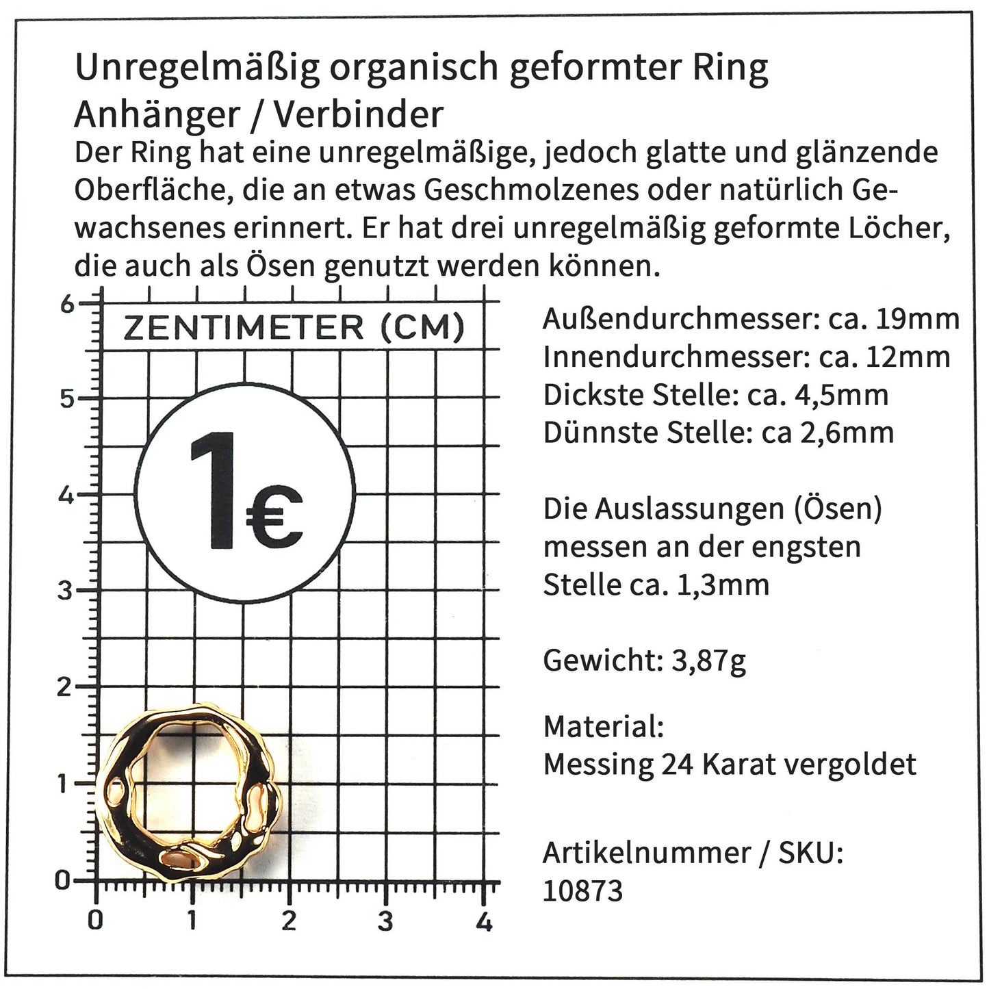 Anhänger Ring, Messing 24 Karat vergoldet, 10873