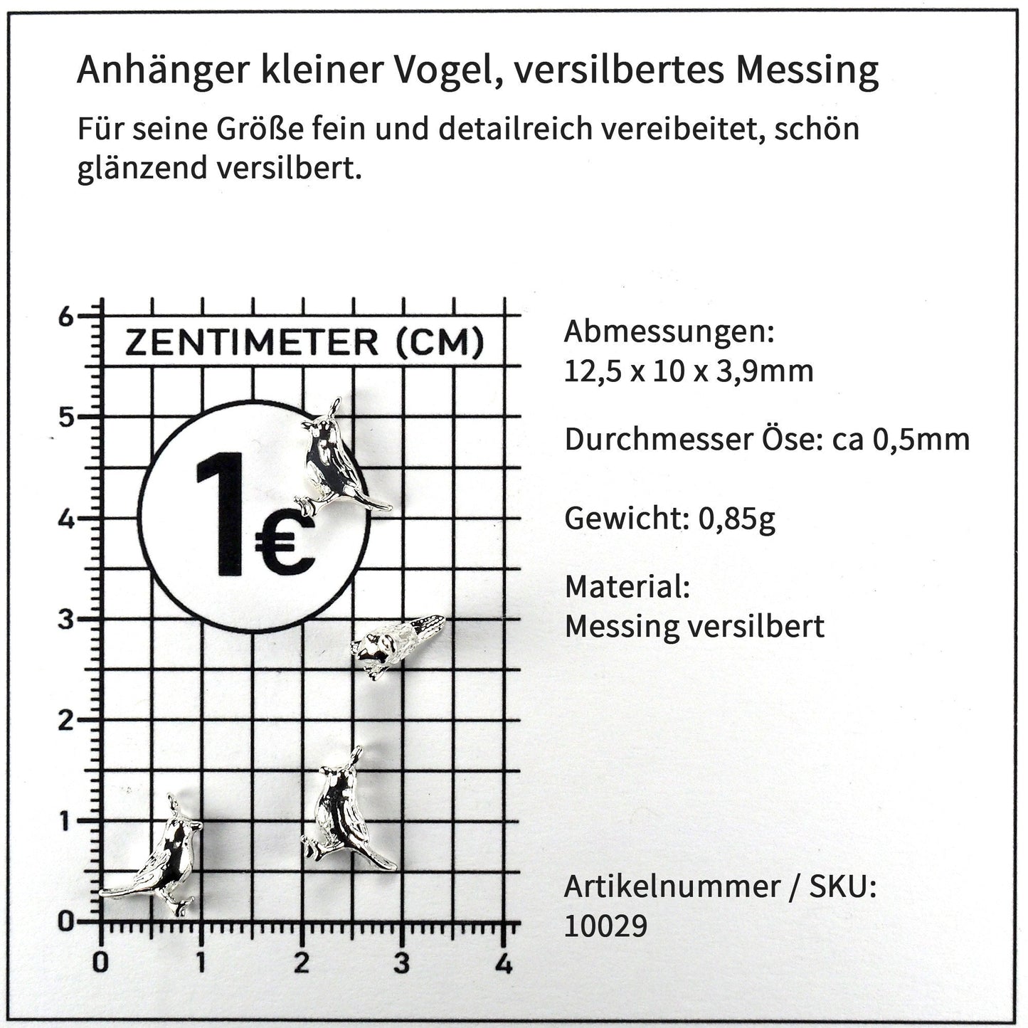 Anhänger kleiner Vogel, versilbert, 10029