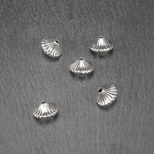 5 Spacer Perlen, antik silberfarben, geriffelt, 10857