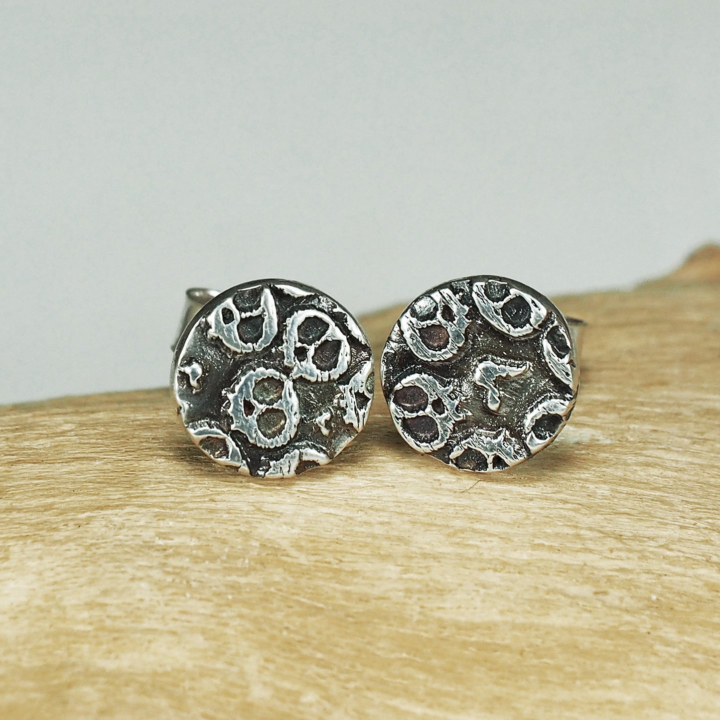 Ohrstecker Totenkopf und Herz Sterling Silber, 40141