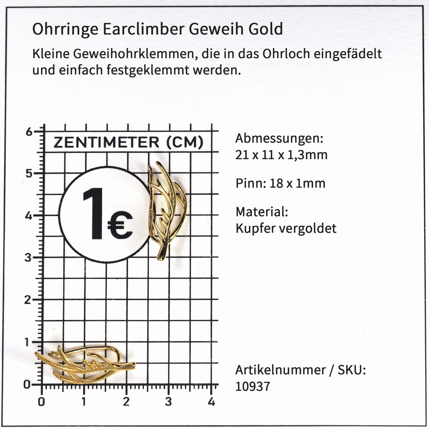 Ohrstecker Geweih vergoldet, 10937