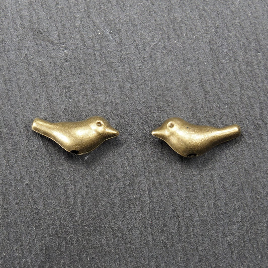 2 Perlen Vogel, bronzefarben, dreidimensional, 10965