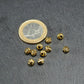 10 kleine Perlen 4mm, geriffelt, Barrel, antik goldfarben, 10469