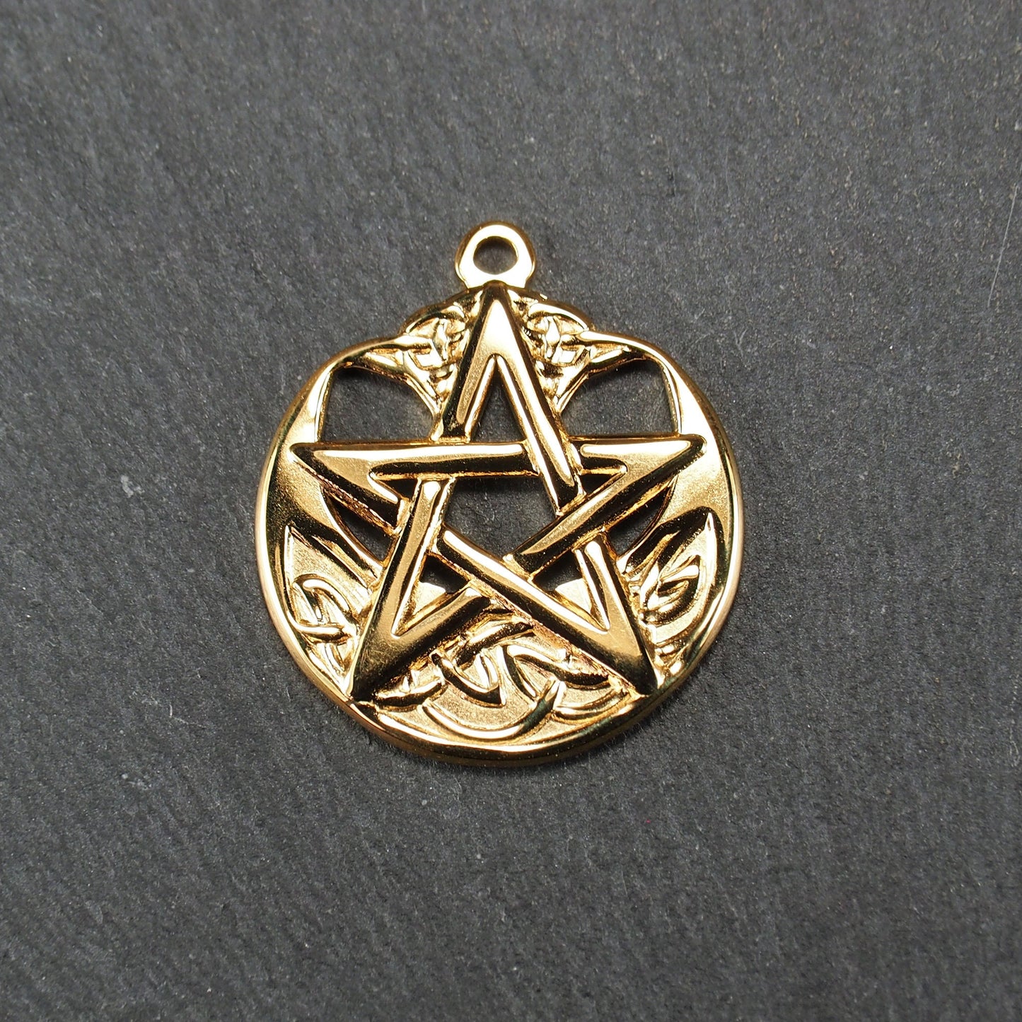 Anhänger Pentagramm, Edelstahl ionenvergoldet, goldfarben, 10897