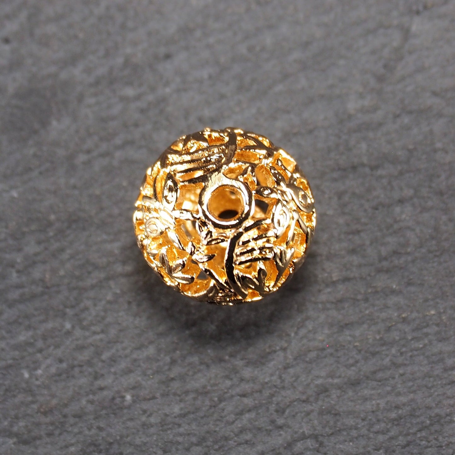 Perle floral, Messing, 24 Karat vergoldet, 14 mm, 11082