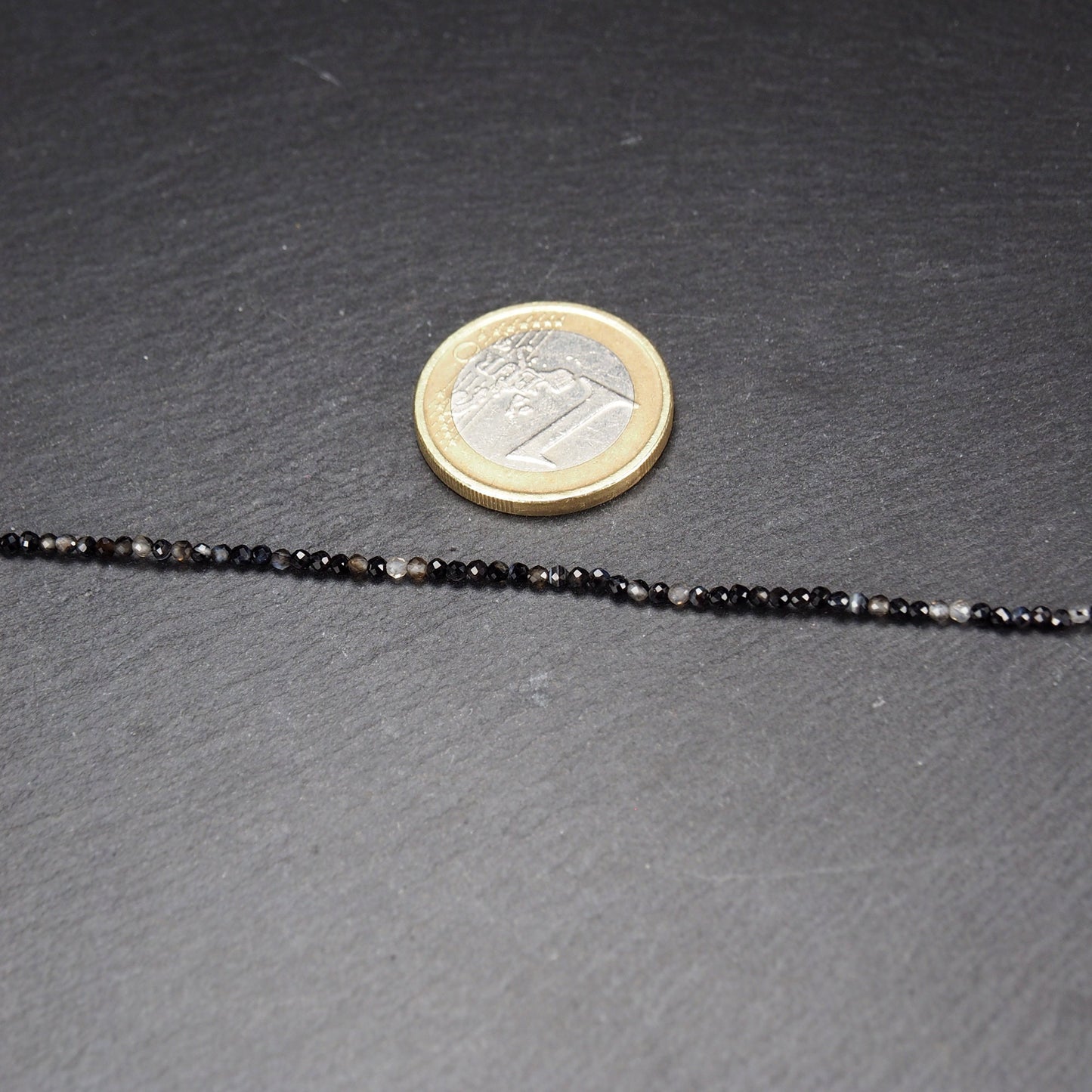 Natürliche schwarze Achat Perlen, 2 mm, rund facettiert, 10916