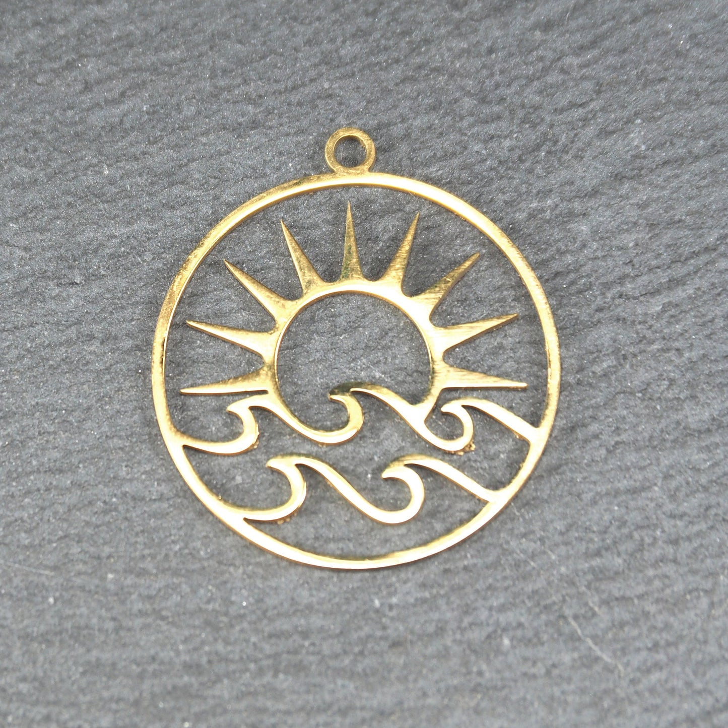 Anhänger Sonne und Meer, chirurgischer Edelstahl 316L, ionenvergoldet, 11090