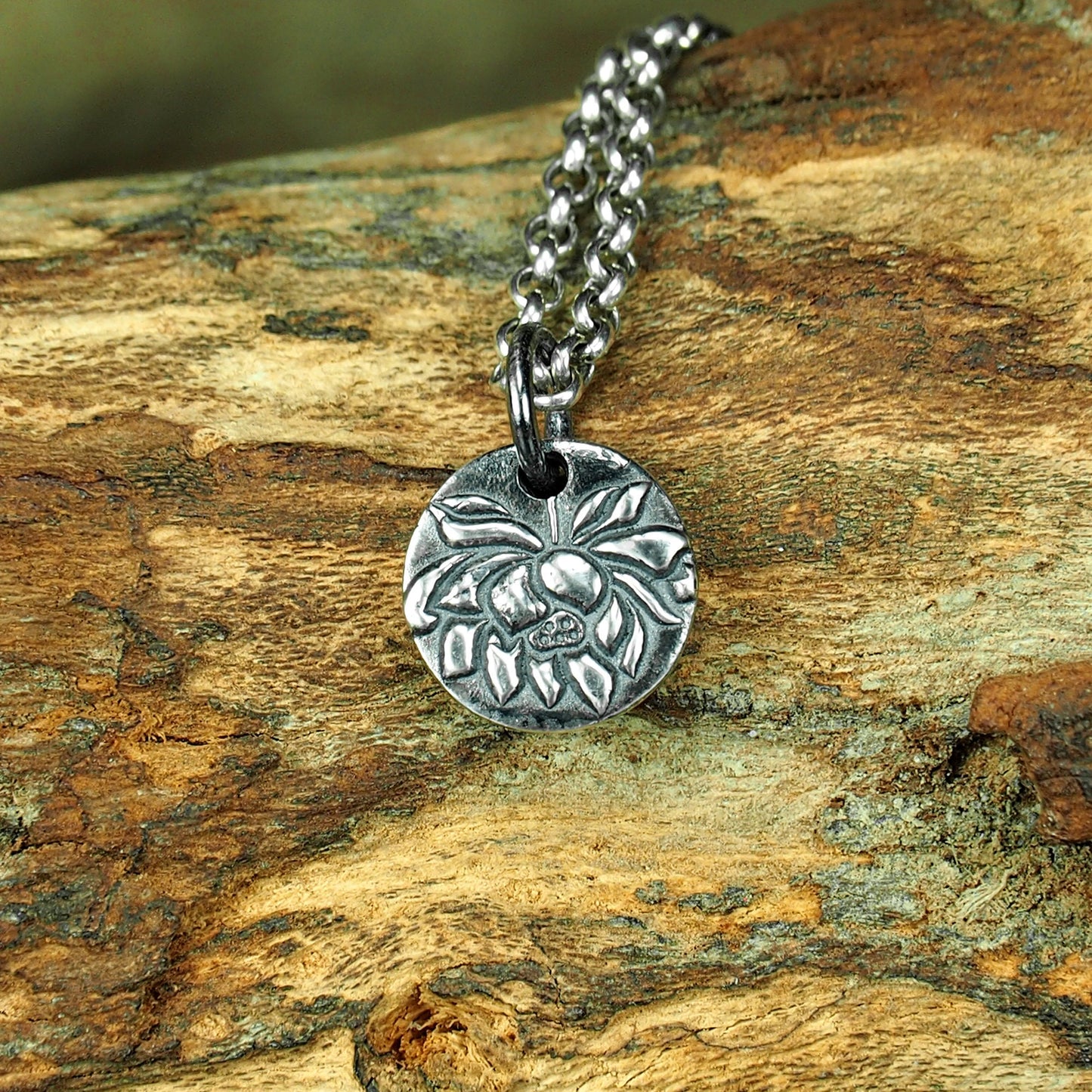 Anhänger kleine Blüte, Lotos, Seerose, Yoga, Boho, 925 Sterling Silber, 40098