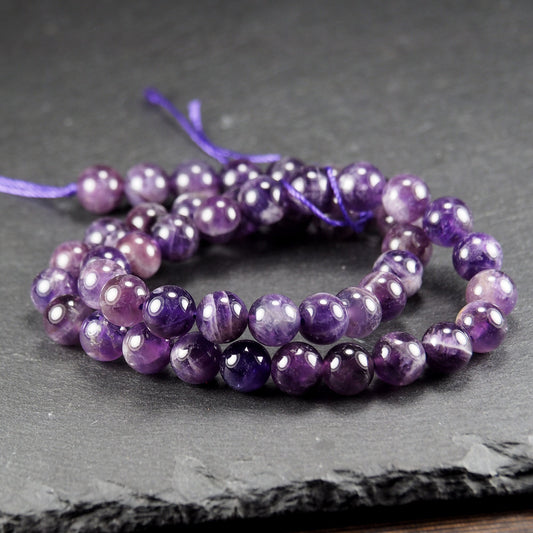 AAA Amethyst Perlen 8 mm, 1 Strang ca. 47 Stück, tiefes Violett, 10912