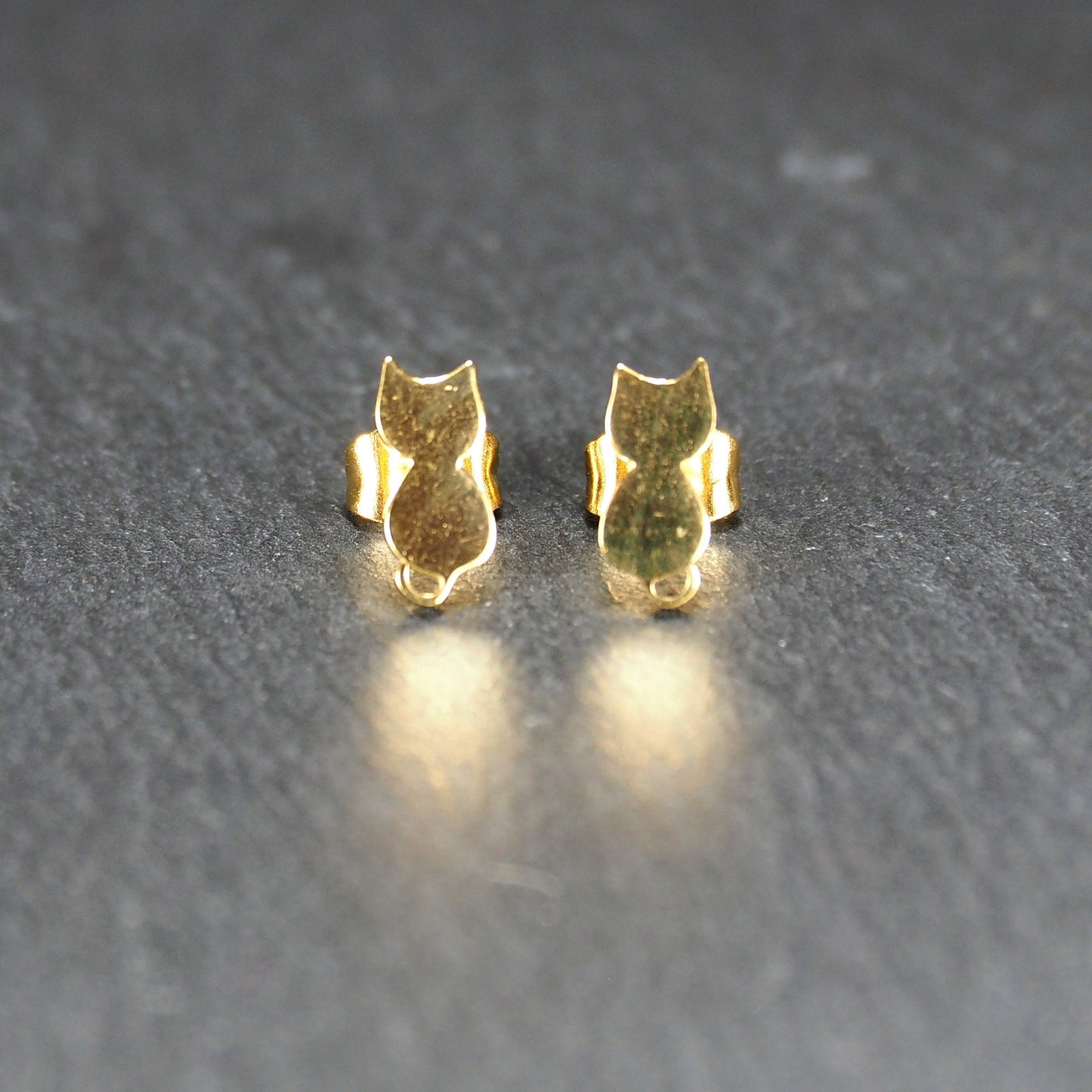 1 Paar Katzen Ohrstecker, Edelstahl 304 ionenvergoldet, gold, 11145