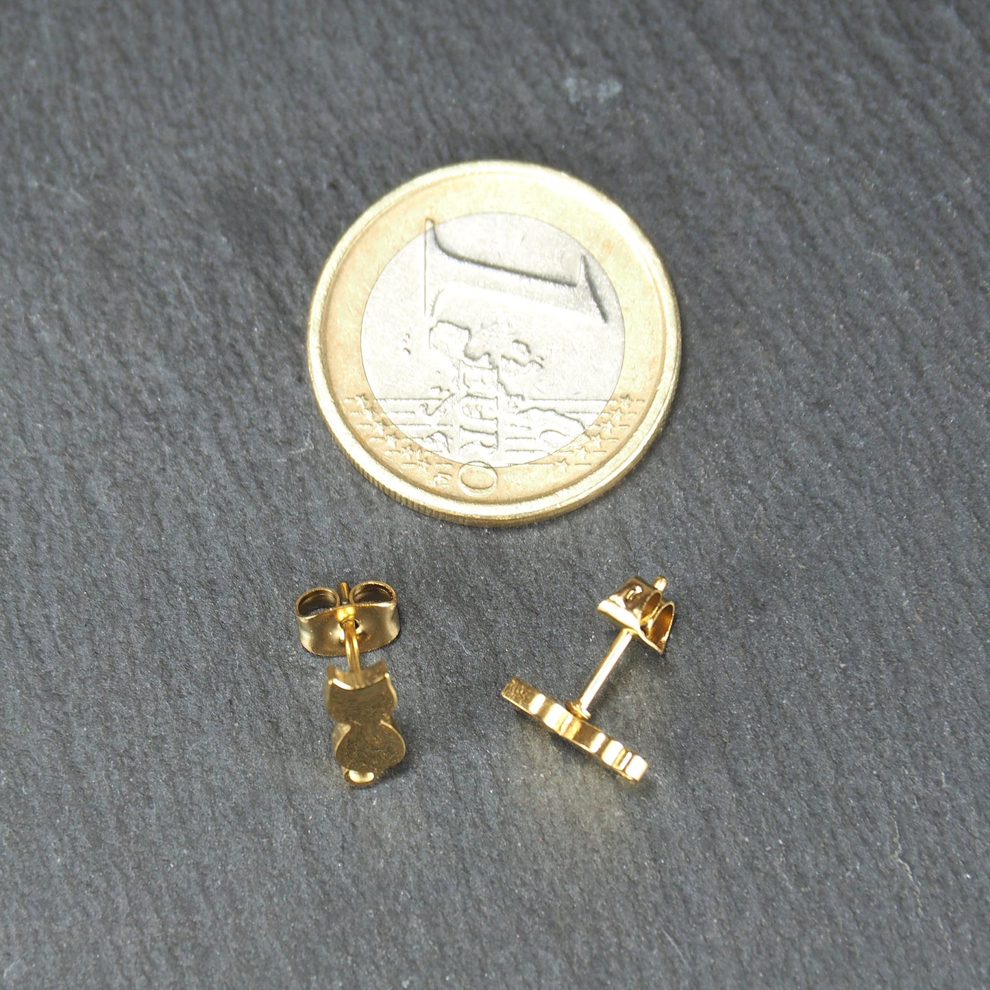 1 Paar Katzen Ohrstecker, Edelstahl 304 ionenvergoldet, gold, 11145