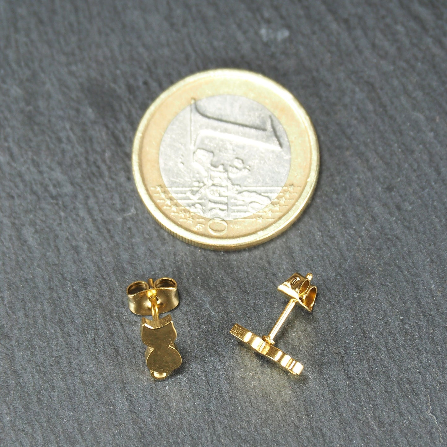 1 Paar Katzen Ohrstecker, Edelstahl 304 ionenvergoldet, gold, 11145