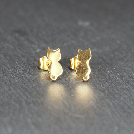 1 Paar Katzen Ohrstecker, Edelstahl 304 ionenvergoldet, gold, 11145