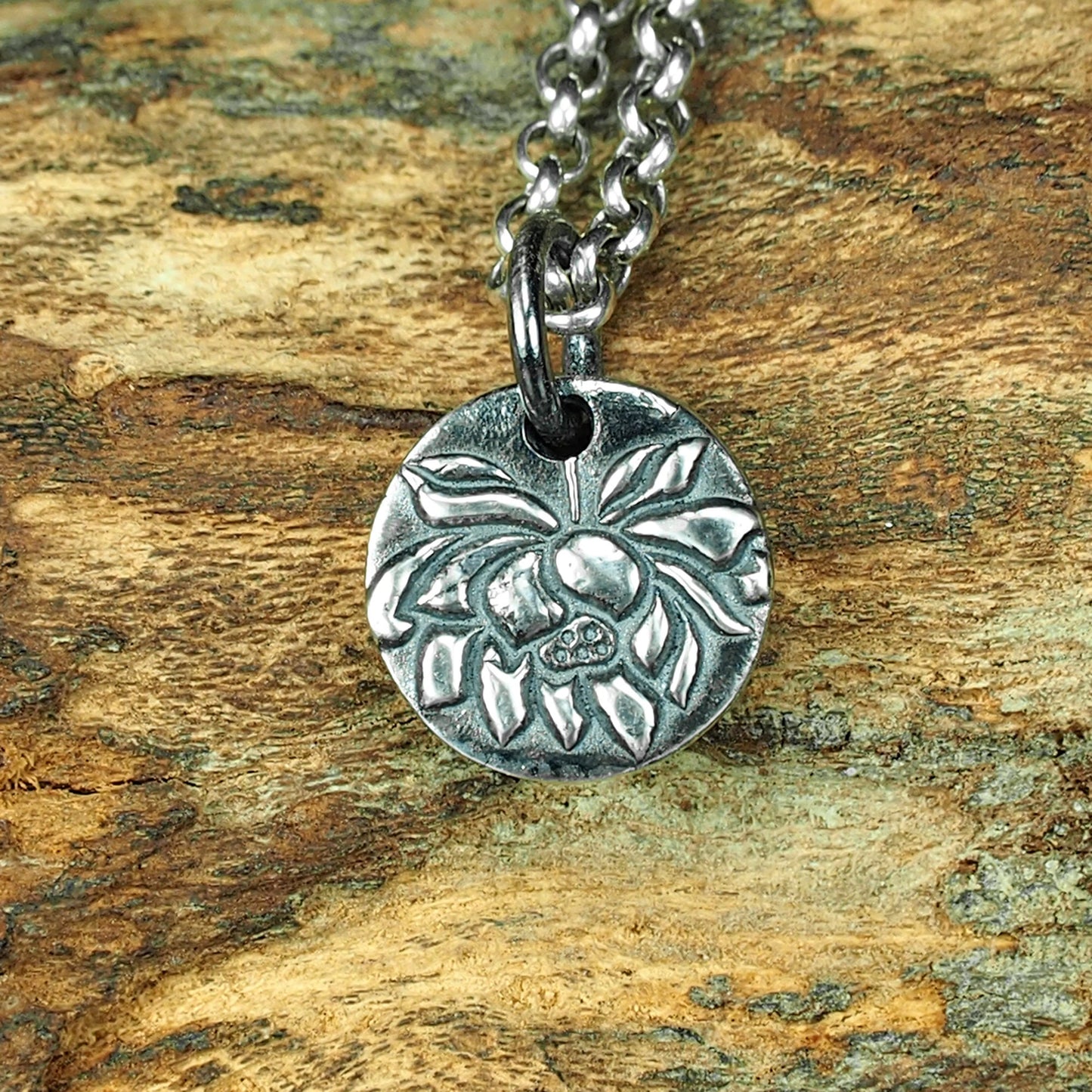 Anhänger kleine Blüte, Lotos, Seerose, Yoga, Boho, 925 Sterling Silber, 40098