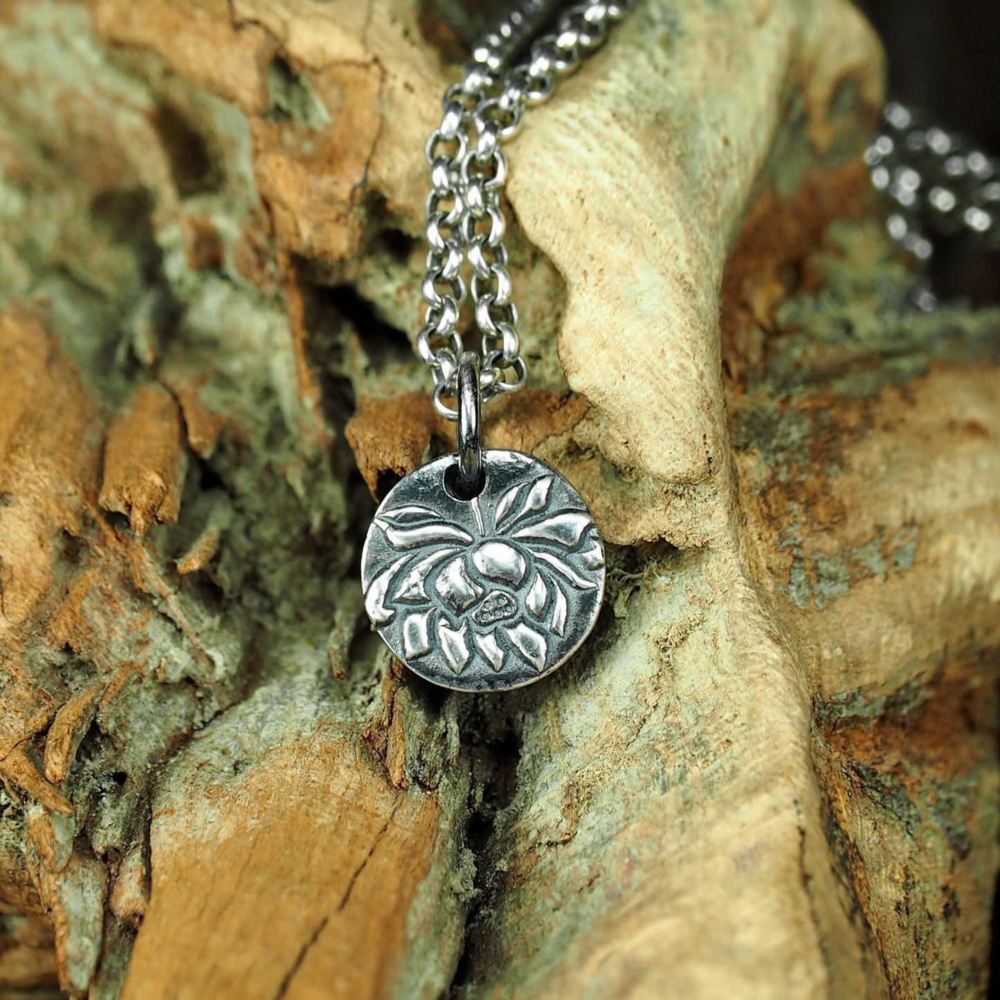 Anhänger kleine Blüte, Lotos, Seerose, Yoga, Boho, 925 Sterling Silber, 40098