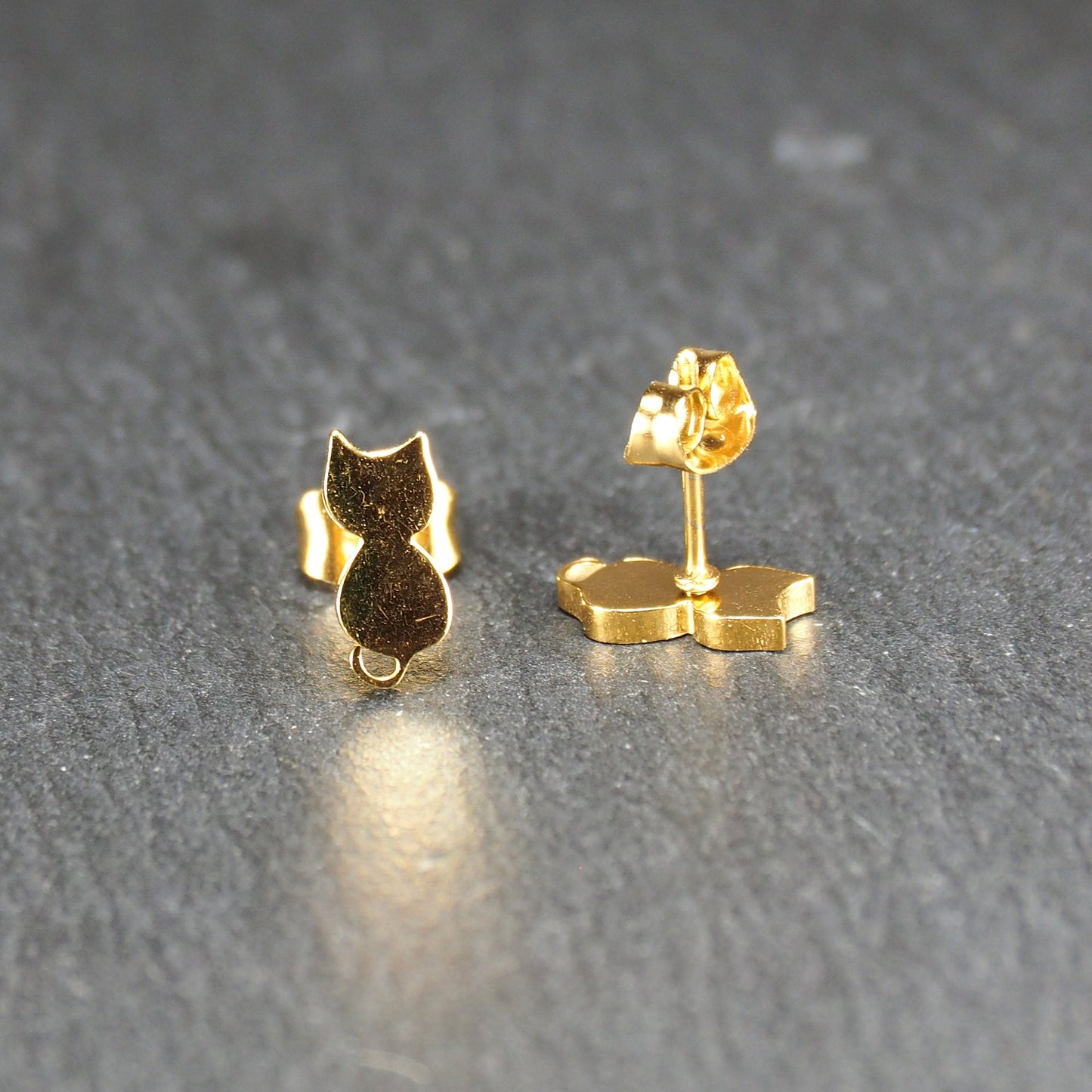 1 Paar Katzen Ohrstecker, Edelstahl 304 ionenvergoldet, gold, 11145