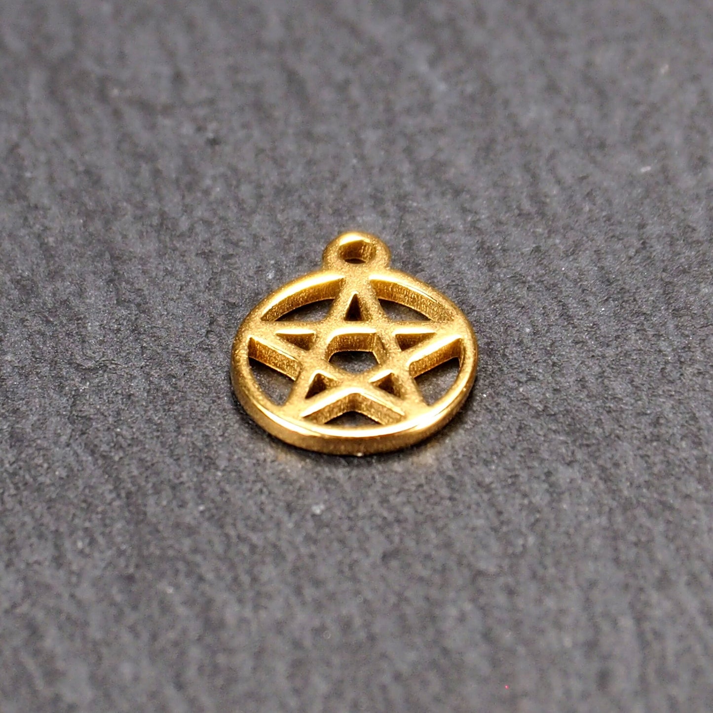 2 Anhänger Pentagramm, ionenvergoldet Edelstahl 304L,11176