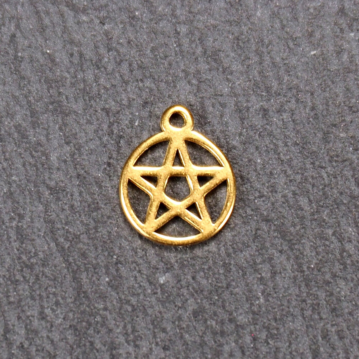 2 Anhänger Pentagramm, ionenvergoldet Edelstahl 304L,11176