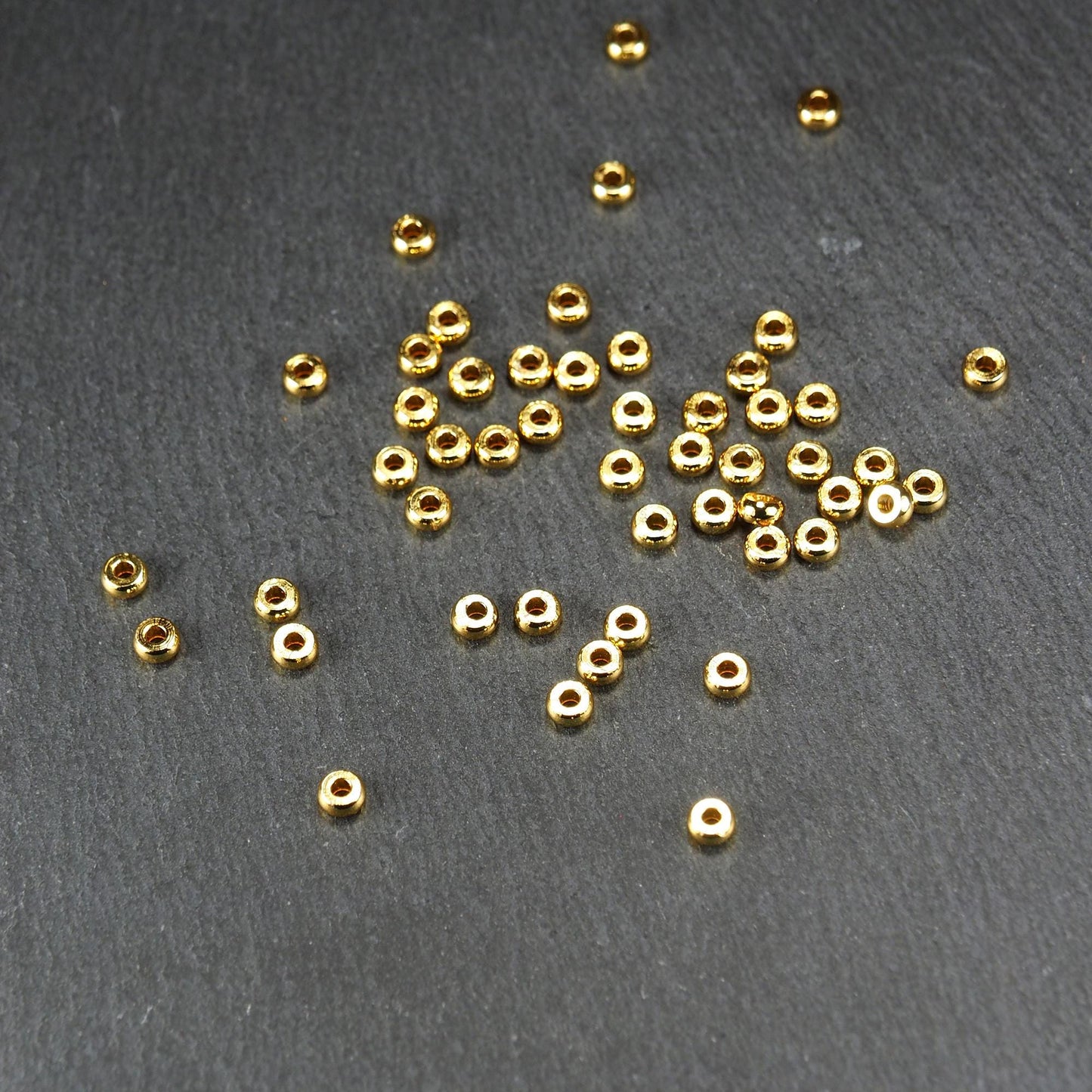 10 Spacer Perlen, 18 Karat vergoldet, gold, schlicht, 11170