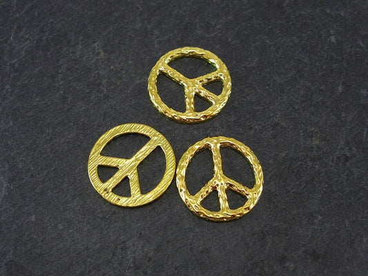 4 Anhänger Verbinder Peace Frieden goldfarben, 10261