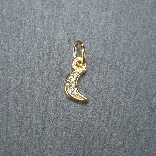 Anhänger Mond mit Zirkonia, Messing, 18 K vergoldet, 10487