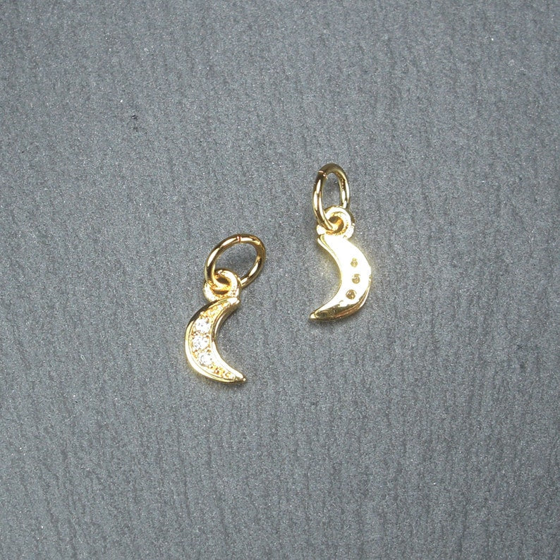 Anhänger Mond mit Zirkonia, Messing, 18 K vergoldet, 10487