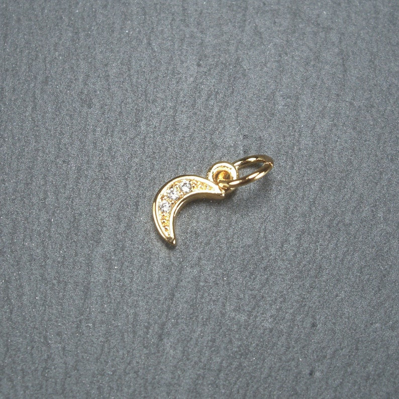 Anhänger Mond mit Zirkonia, Messing, 18 K vergoldet, 10487