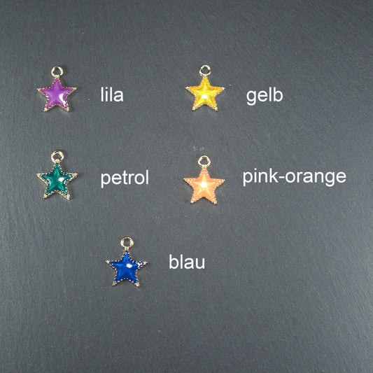Anhänger Stern, Emaille in diversen Farben, goldfarben, 10533
