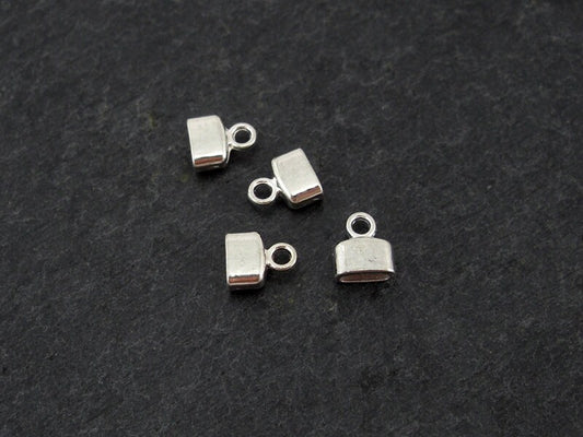 10 Endkappen flach oval für 6 x 2,5 mm Band, antik silber,10132