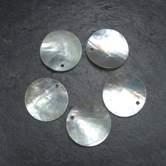5 Anhänger Perlmutt, Muschel Scheibe, 2,5 cm, Akoya, 10012