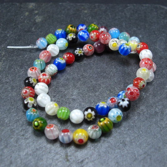 64 Millefiori Glas Perlen, rund, 6 mm, 10306