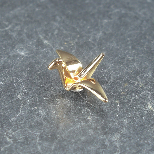 Perle Origami Kranich, Vogel, Messing 24 K vergoldet, 10234