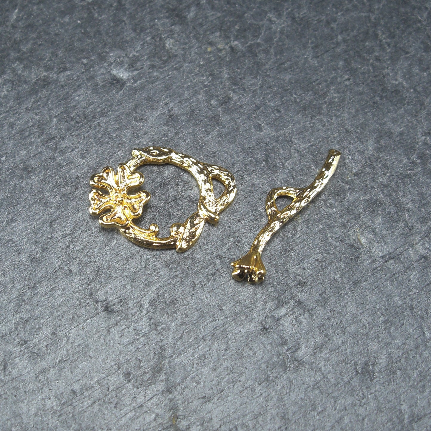 Knebel Verschluss, floral, 1 Satz für Armband, Halskette, Messing, 24 Karat vergoldet, Verschluss, 10339