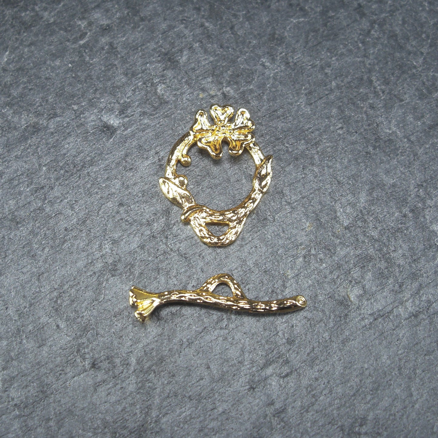 Knebel Verschluss, floral, 1 Satz für Armband, Halskette, Messing, 24 Karat vergoldet, Verschluss, 10339