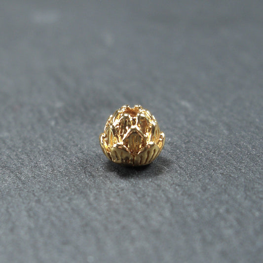 2 zauberhafte Lotos Perlen, 6 x 5 mm, 24 K Gold, 10453