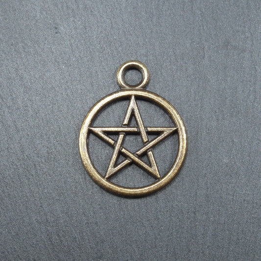 5 Anhänger Pentagramm, bronzefarben, 10504