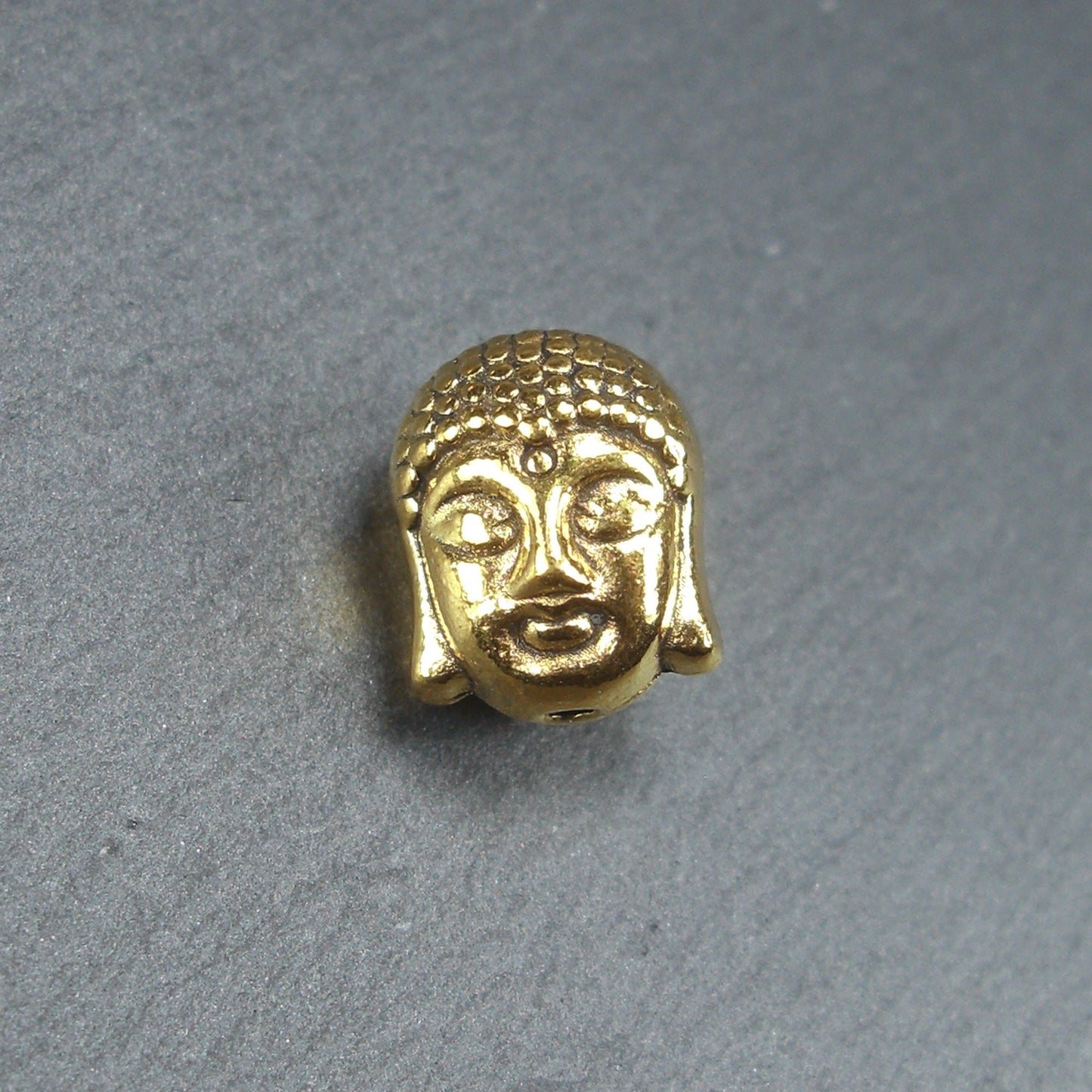 5 Perlen Buddha, Buddhakopf, goldfarben, 10472