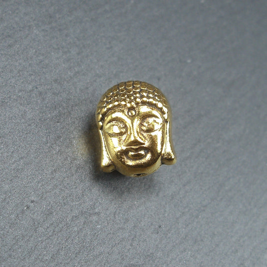 5 Perlen Buddha, Buddhakopf, goldfarben, 10472