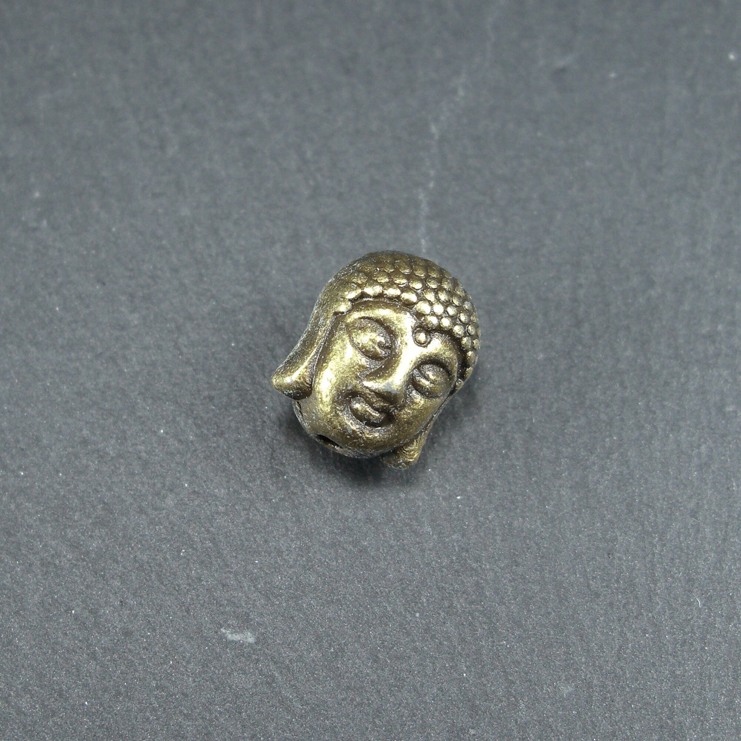 5 Perlen Buddha, Buddhakopf, antik bronzefarben, 10473