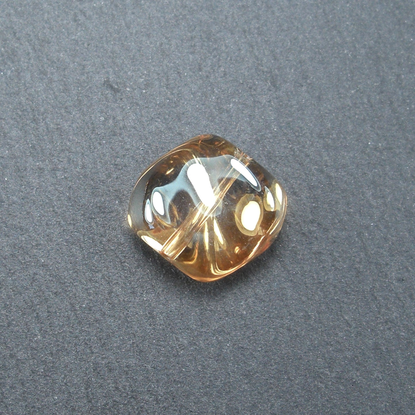 5 Glasperlen 10 mm, unregelmäßig, glänzend, orange metallic, 10561