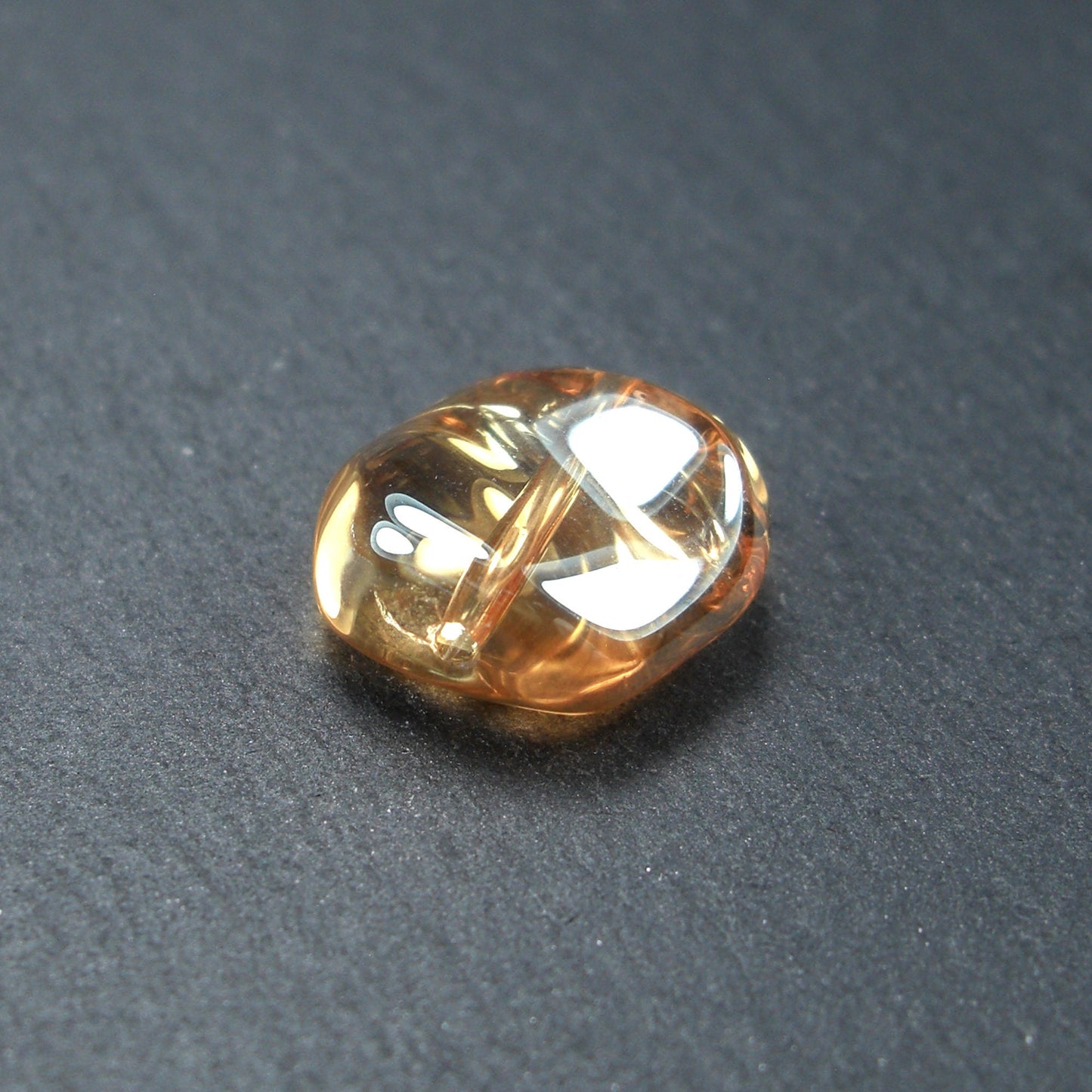 5 Glasperlen 10 mm, unregelmäßig, glänzend, orange metallic, 10561