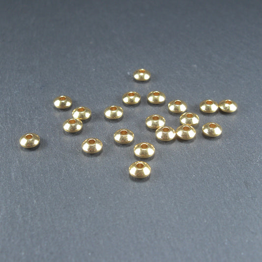 5 Spacer Perlen, Rondell, schlicht, Edelstahl goldfarben, 10630