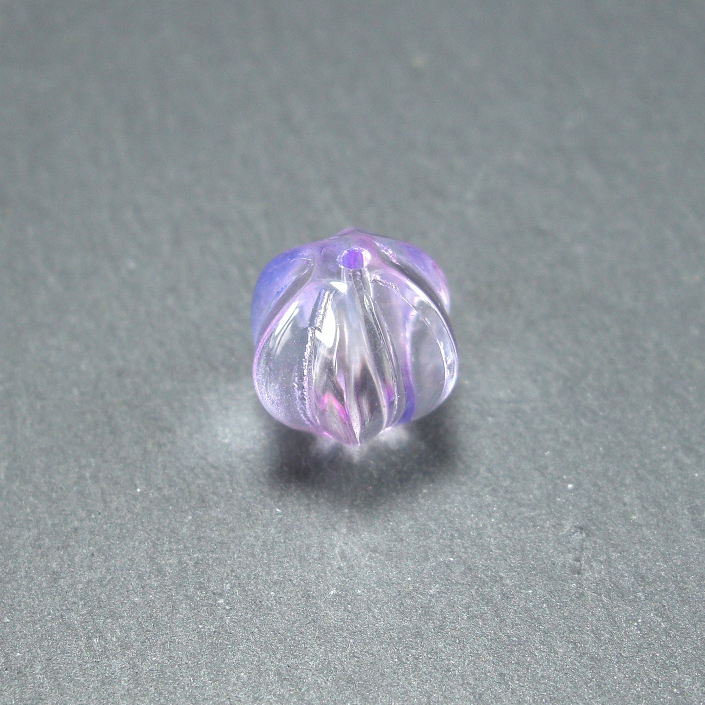 5 süße Glas Perlen 11 mm, Kürbis, violett rosa, 10552