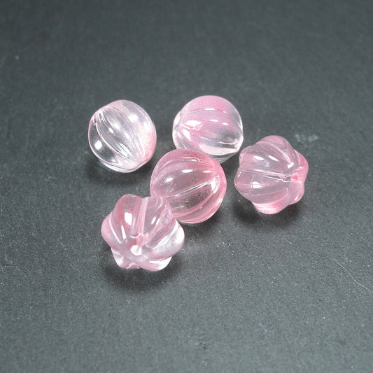 5 süße Glas Perlen 11 mm, Kürbis, rosa, 10554