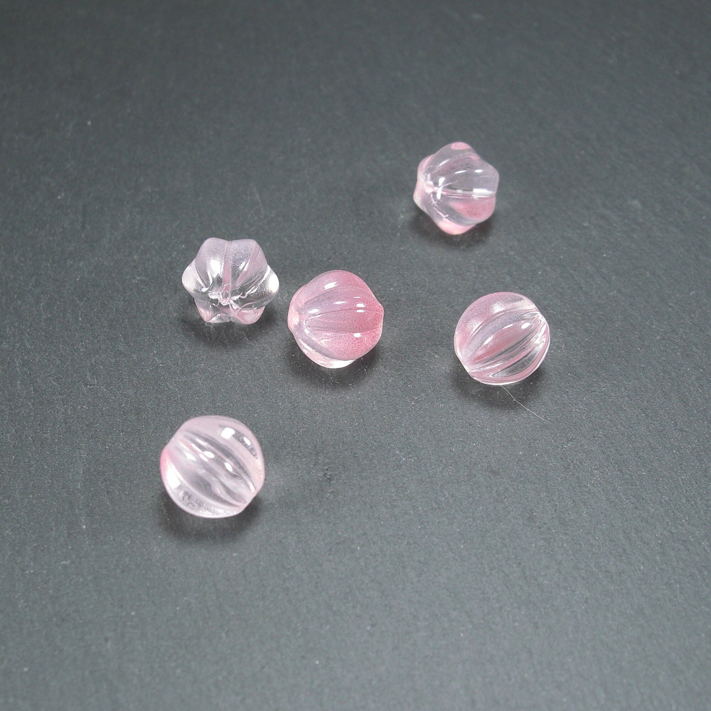 5 süße Glas Perlen 11 mm, Kürbis, rosa, 10554